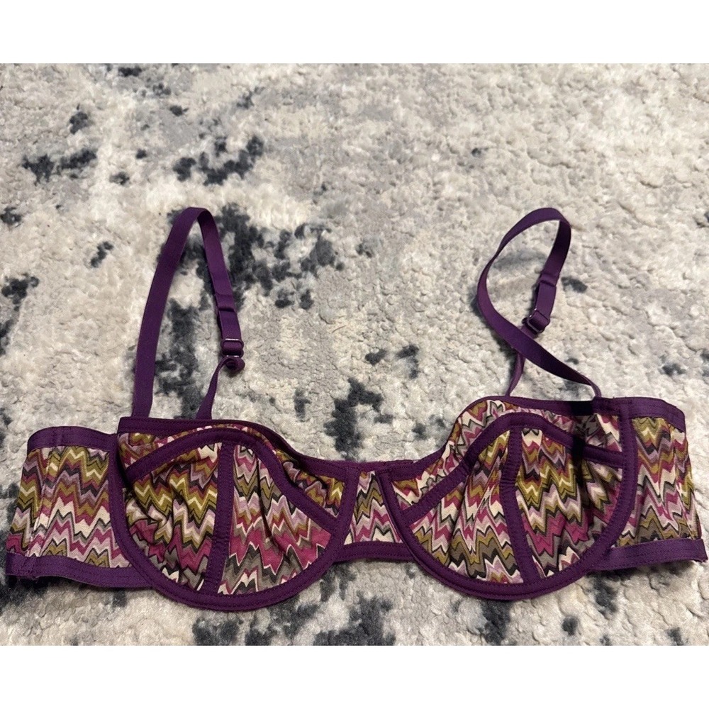 Missoni for Target Bra 38B Purple Zig Zag Balconette Lingerie Underwire
